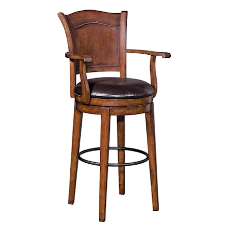 Swivel Bar Stool with Faux Leather Seat